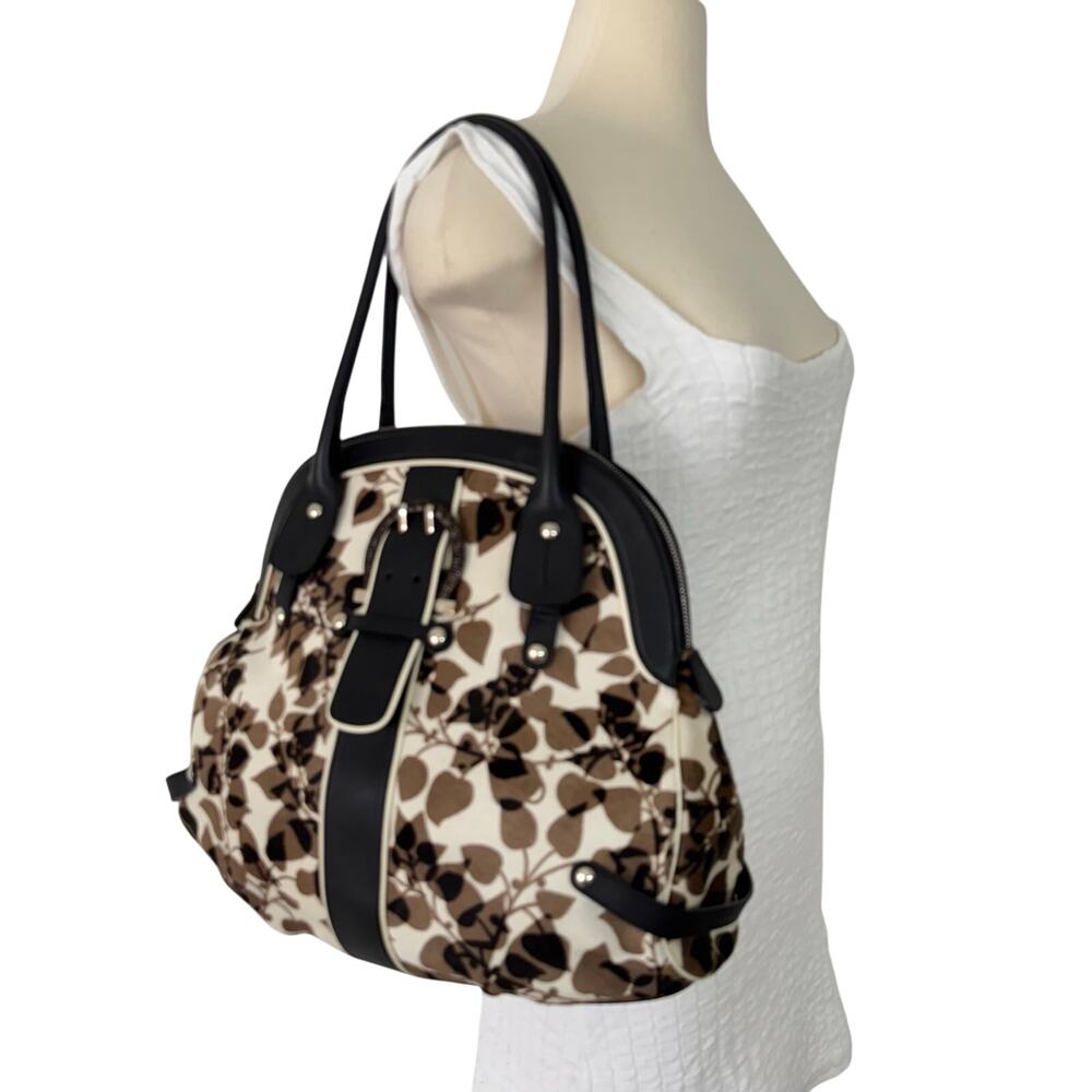 Salvatore Ferragamo Pony Hair Top Handle Shoulder Tote Bag Leaf Floral Print